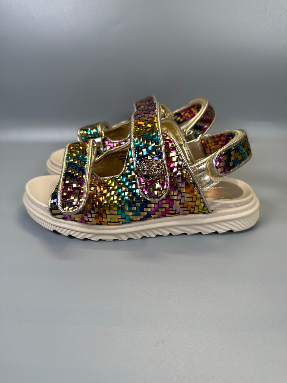 Kurt Geiger Adjustable Flat Sandals Kids Size 4 (EU35) Metallic Multicolor
